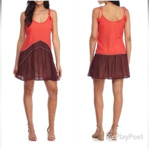 Living Doll Flowy Tassel Tie Shoulder Strap Dress Size XL  Coral Maroon